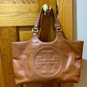 Tory Burch Bombe Glazed Leather Tote